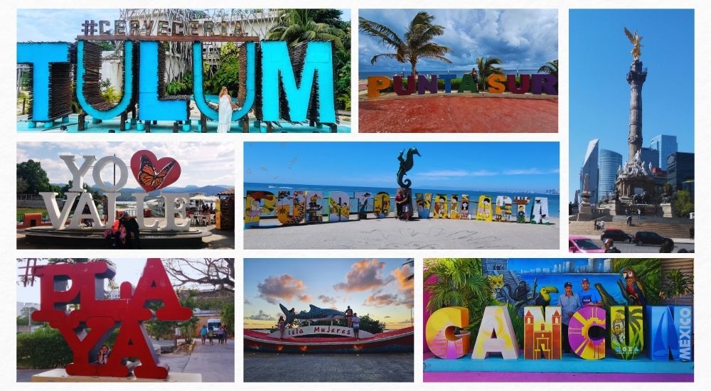 signs from tourist spots in mexico