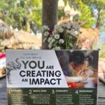 Overnight Stay At Chai Lai Orchid Elephant Sanctuary in Thailand A sign highlighting the positive impact of staying at an eco-friendly hotel, featuring elephants and community support initiatives.